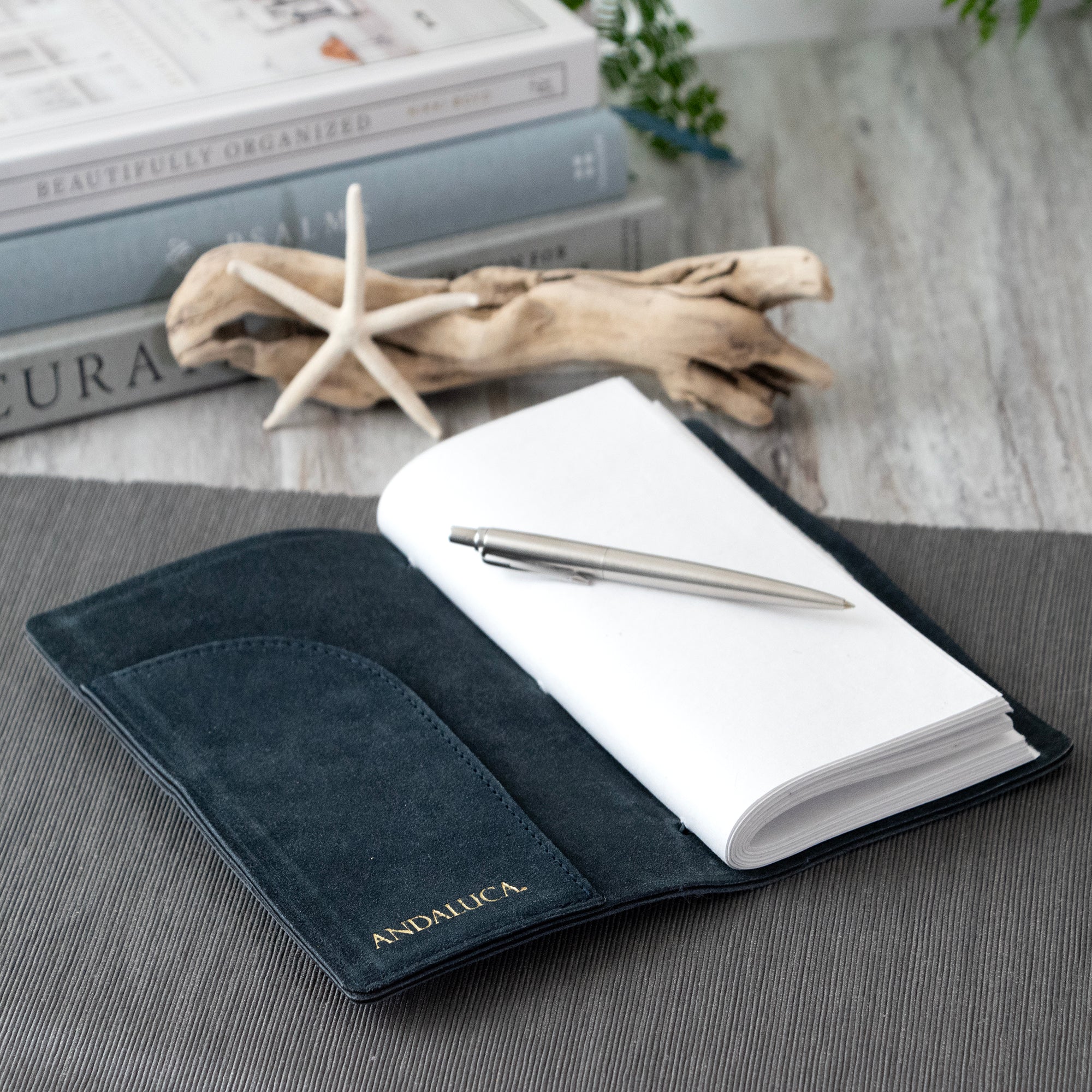 Grey Blue Suede Journal W/ Organic Cotton Paper:  Small