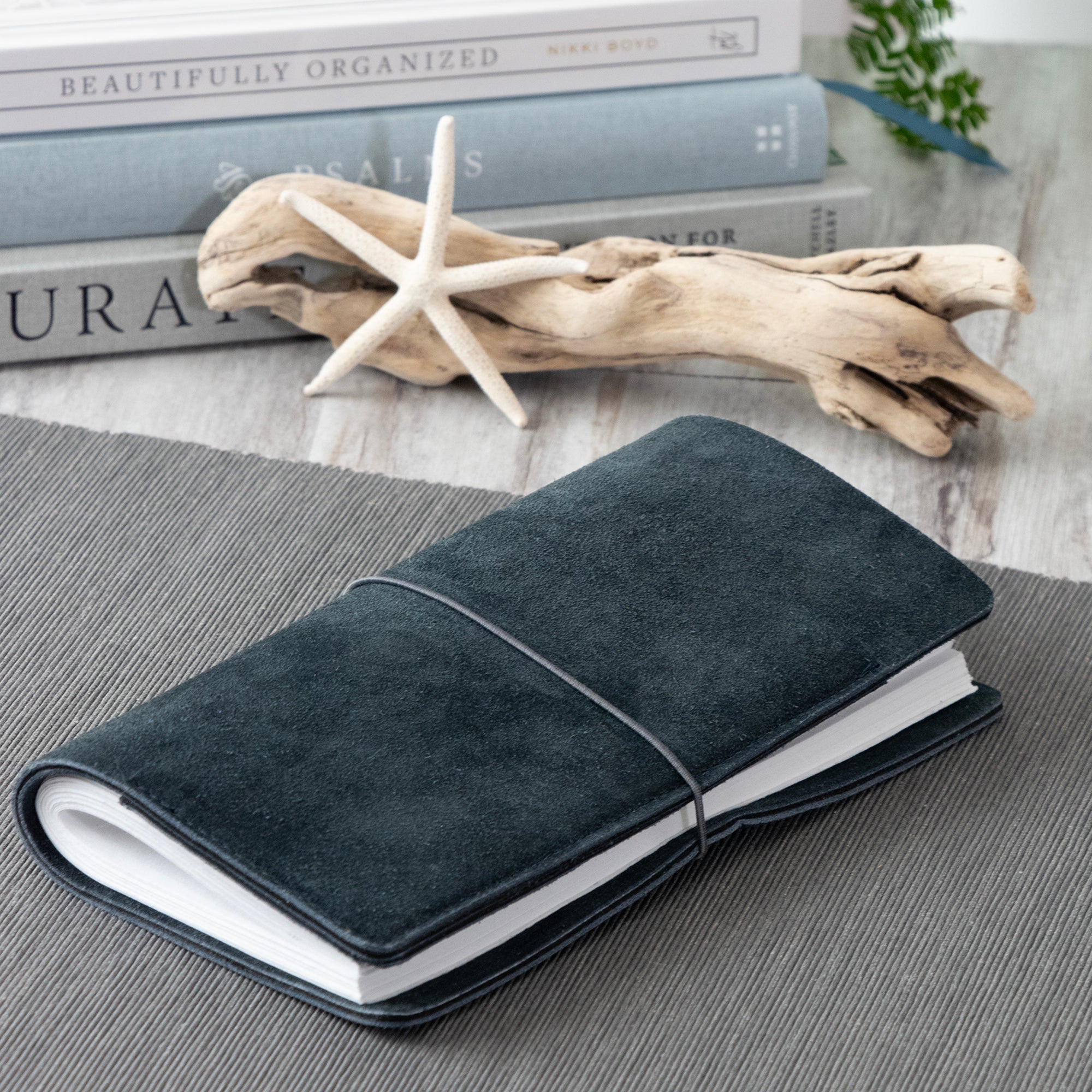 Grey Blue Suede Journal W/ Organic Cotton Paper:  Small
