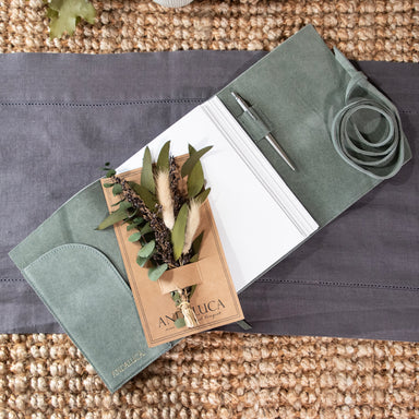 Teal Grey Suede Journal w/ Organic Cotton Paper: Large