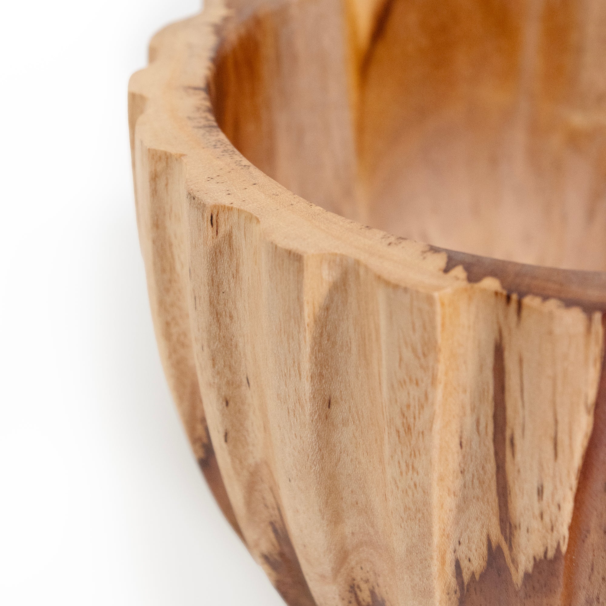 Scalloped Teakwood Medium Bowl closeup
