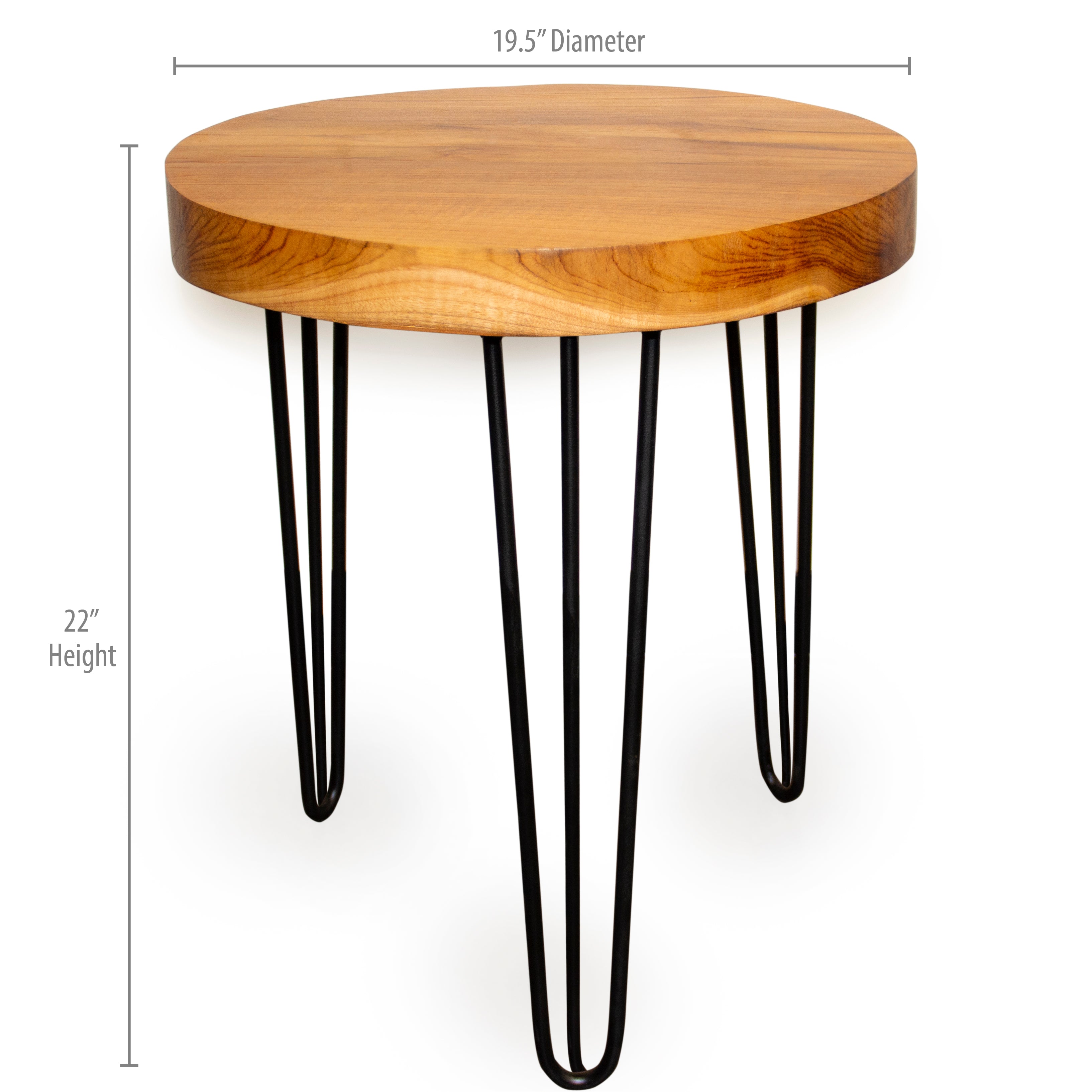 Indonesian Teak Wood Round Slab Accent Table dimensions