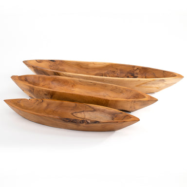 Teak Wood Canoes Set of 3
