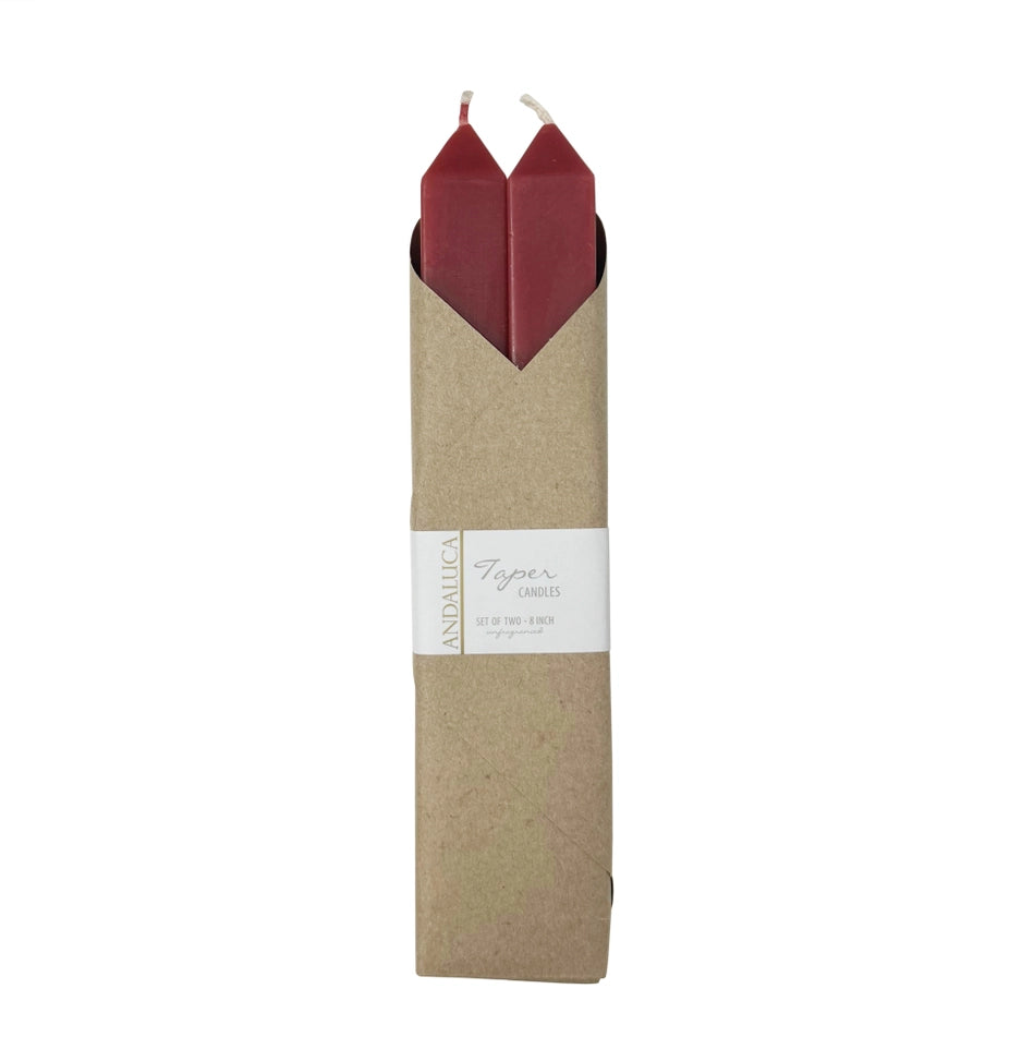 Red Square Taper Candles (Set of 2)