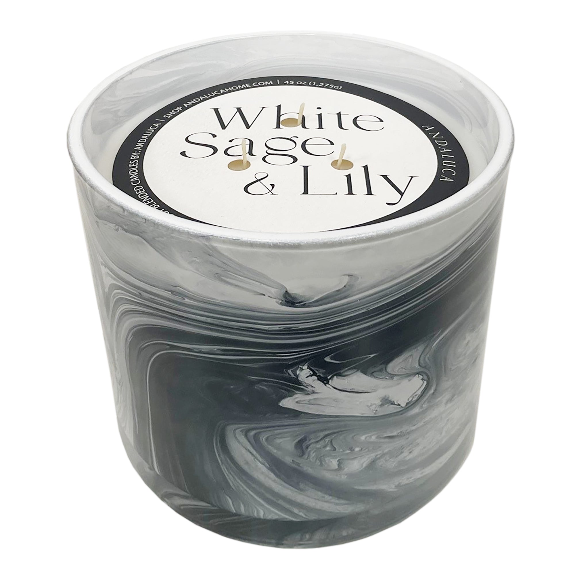 JUMBO White Sage & Lily 45 oz. Swirl Glass Candle