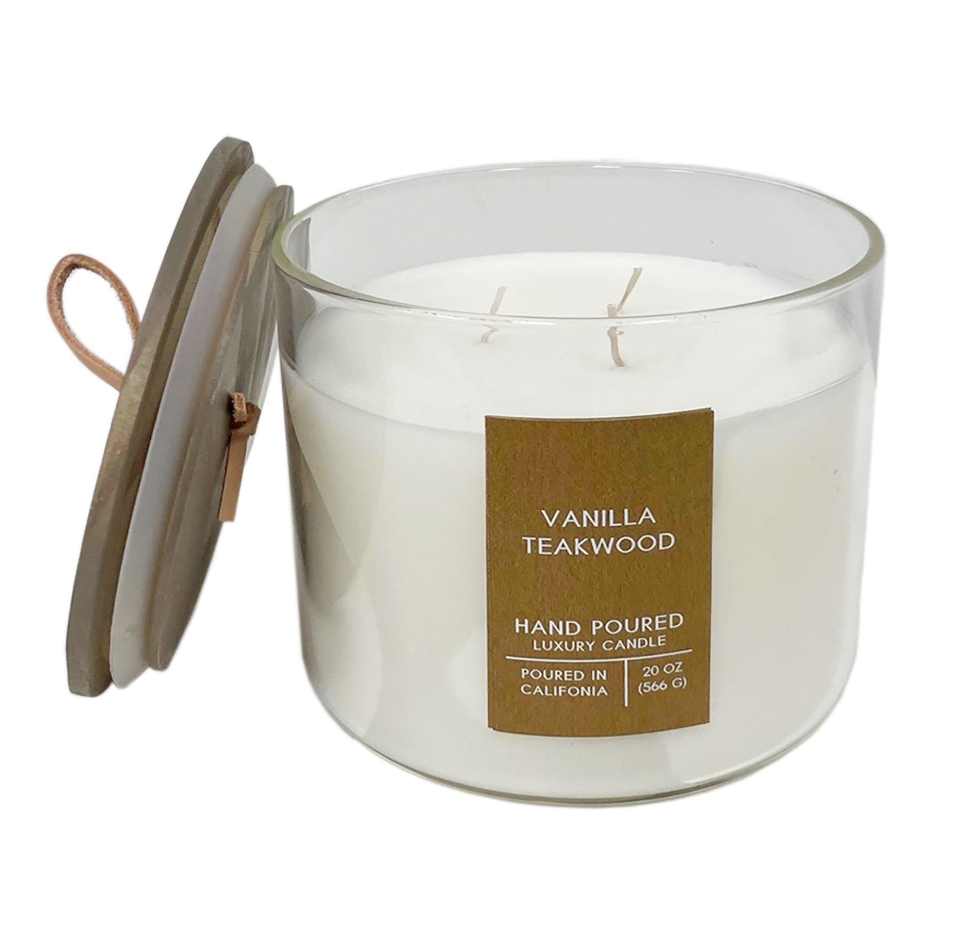 Vanilla Teakwood Botanical Tie 20 oz. Candle with Lid