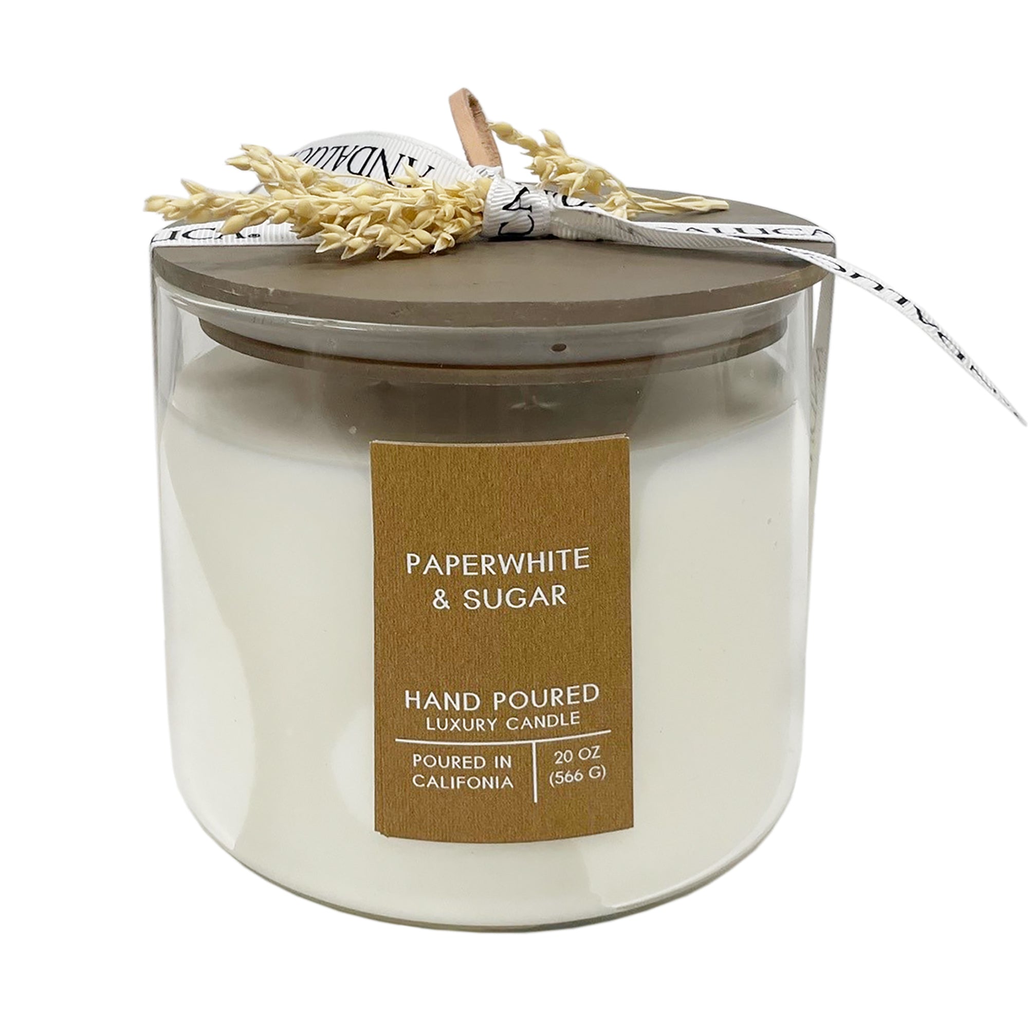 Paperwhite & Sugar Botanical Tie 20 oz. Candle with Lid