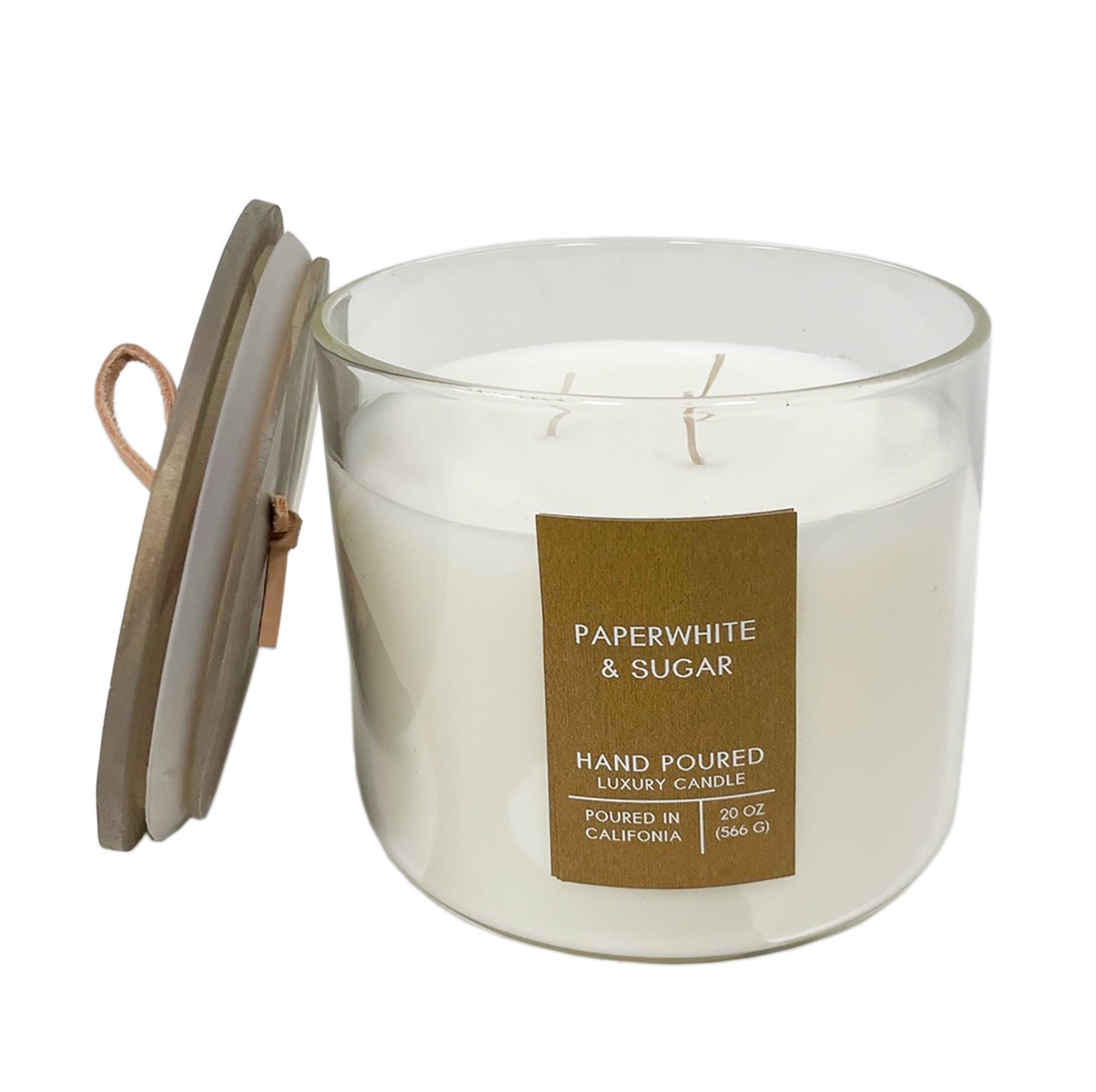 Paperwhite & Sugar Botanical Tie 20 oz. Candle with Lid
