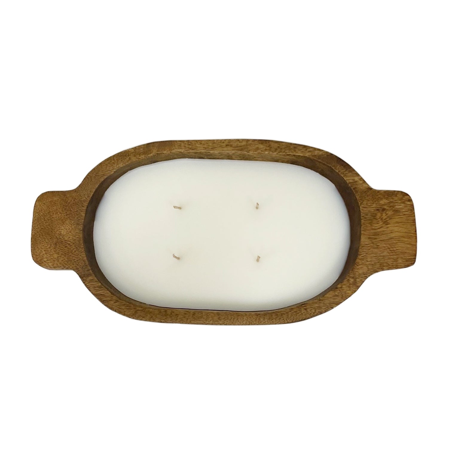 Mango Wood Small Oval Candle with Handles