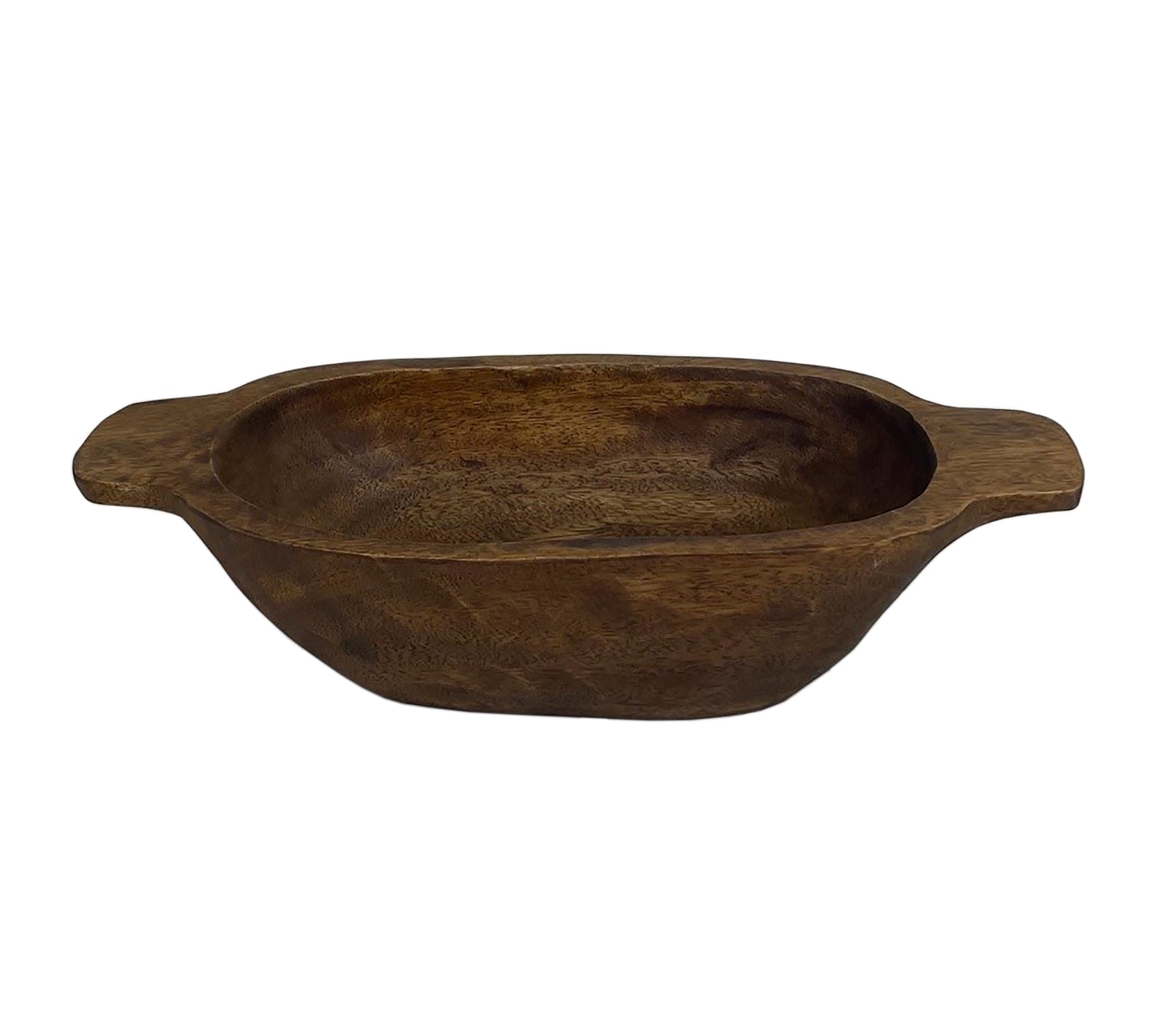 Mango Wood Set of 2 Oval Bowls With Handles