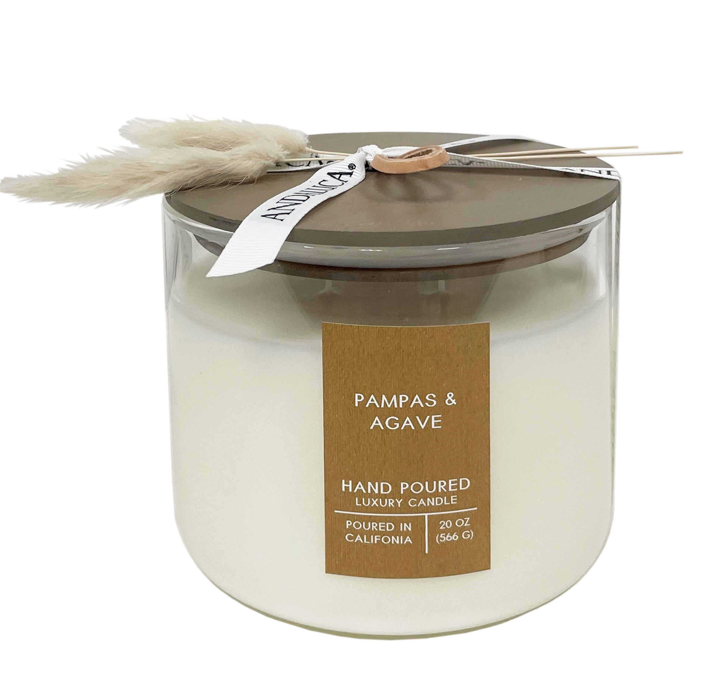 Pampas & Agave Botanical Tie 20 oz. Candle with Lid