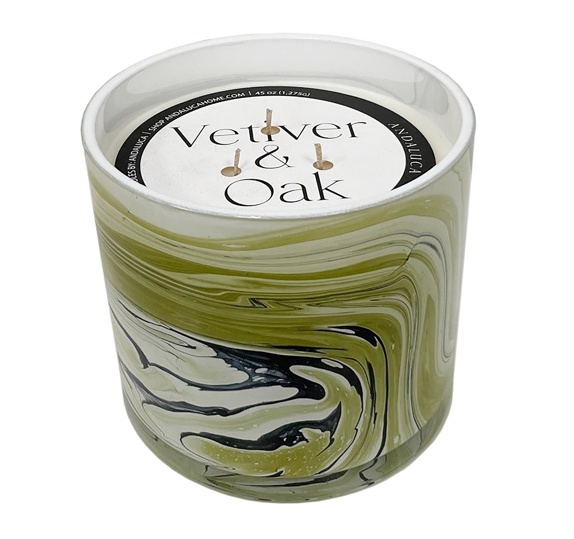 JUMBO Vetiver & Oak 45 oz. Swirl Glass Candle