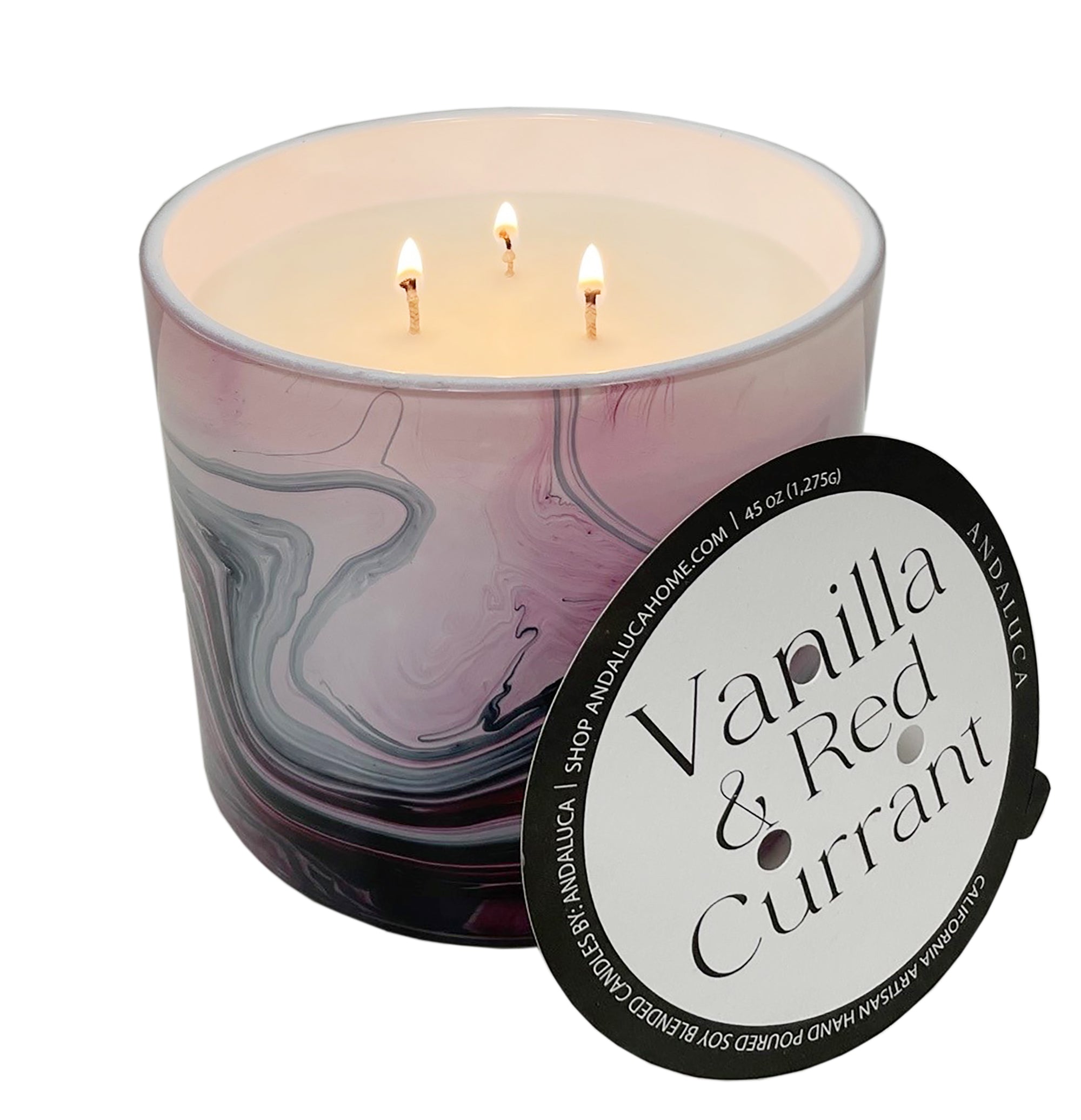 JUMBO Vanilla & Red Currant 45 oz. Swirl Glass Candle