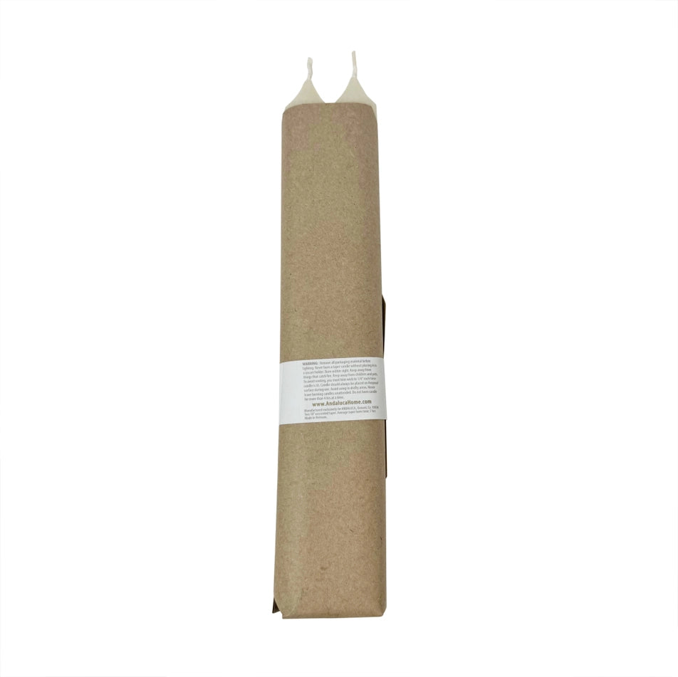 Ivory Ridged Taper Candles (Set of 2)