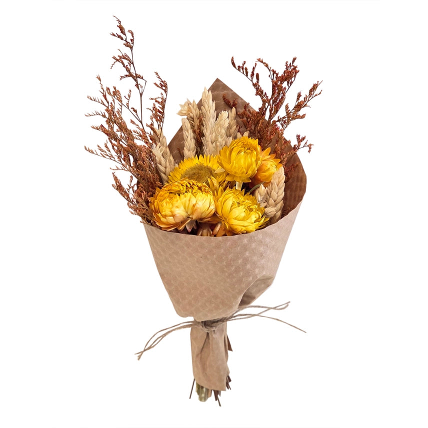 MINI Harvest Wheat and Sundrenched Strawflower Bouquet