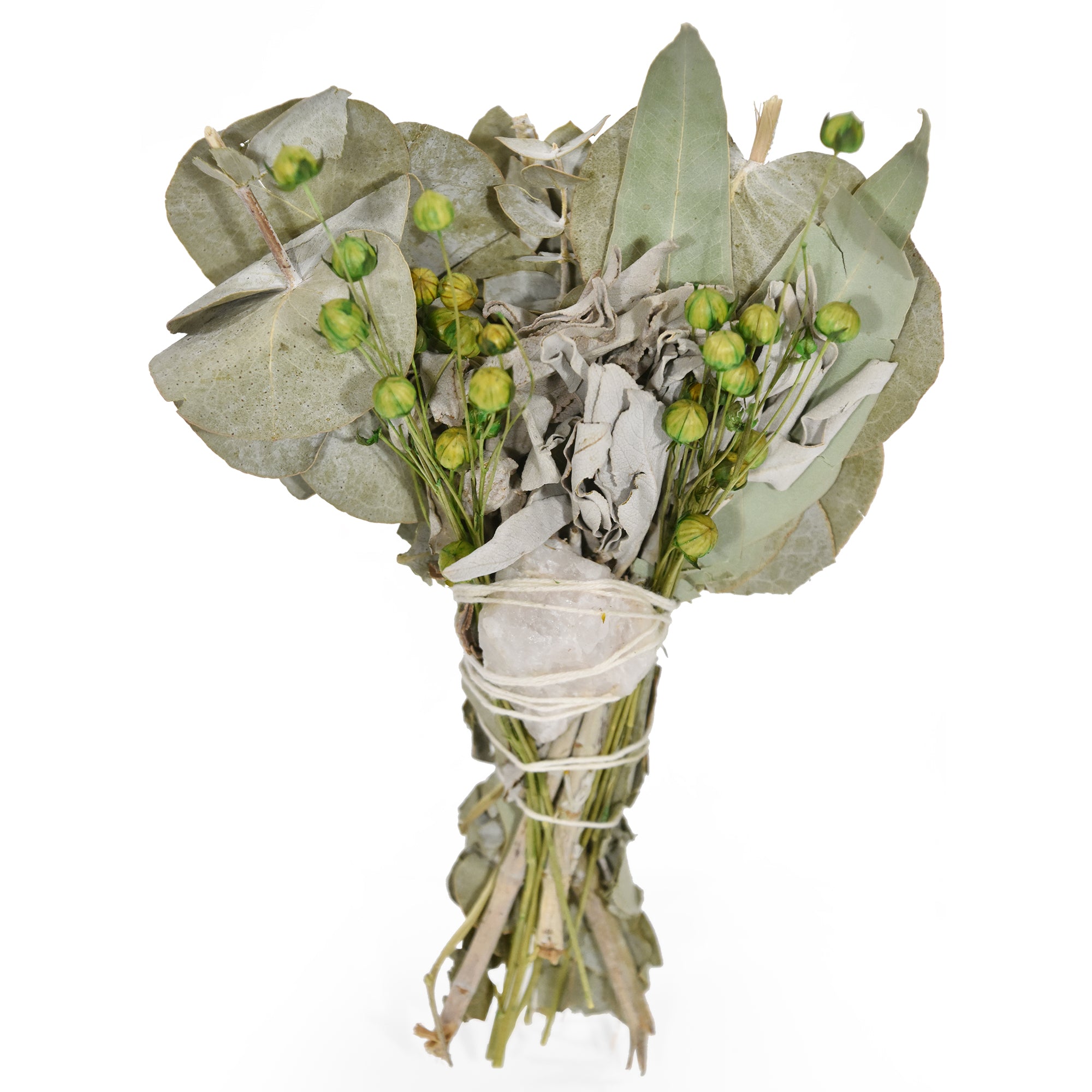 Dried Eucalyptus and white sage bundle.