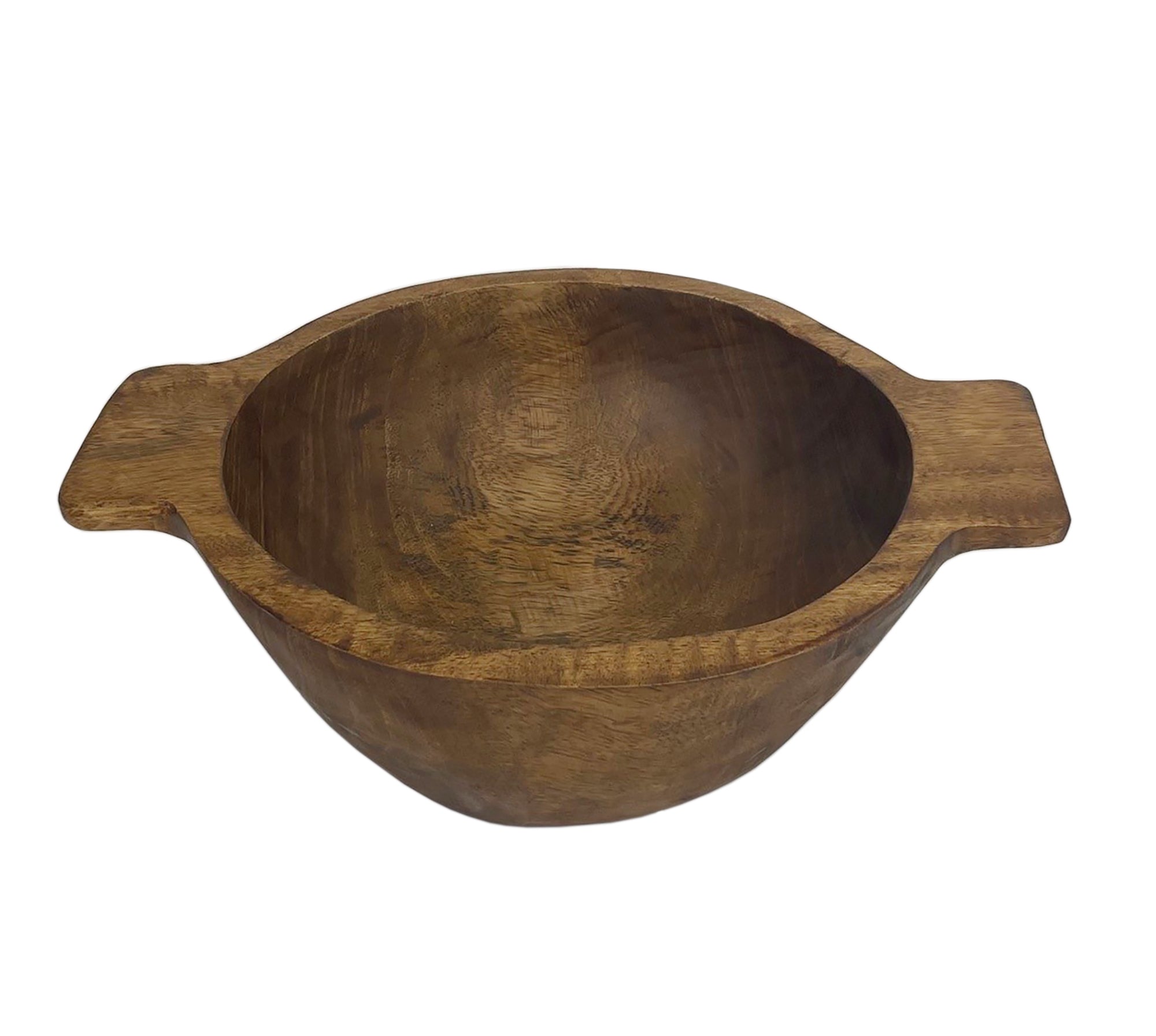 Mango Wood Round Bowl with Wood Handles