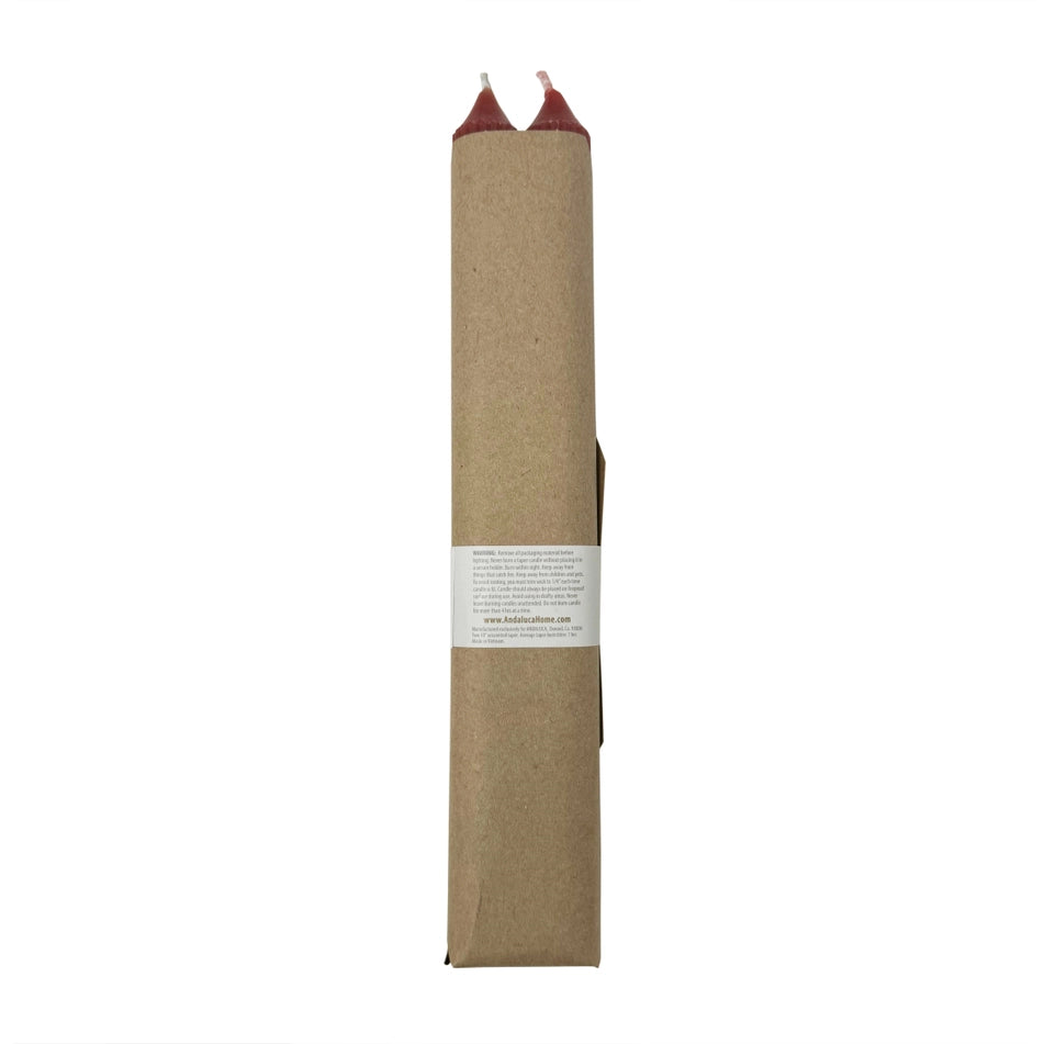 Red Ridged Taper Candles (Set of 2)
