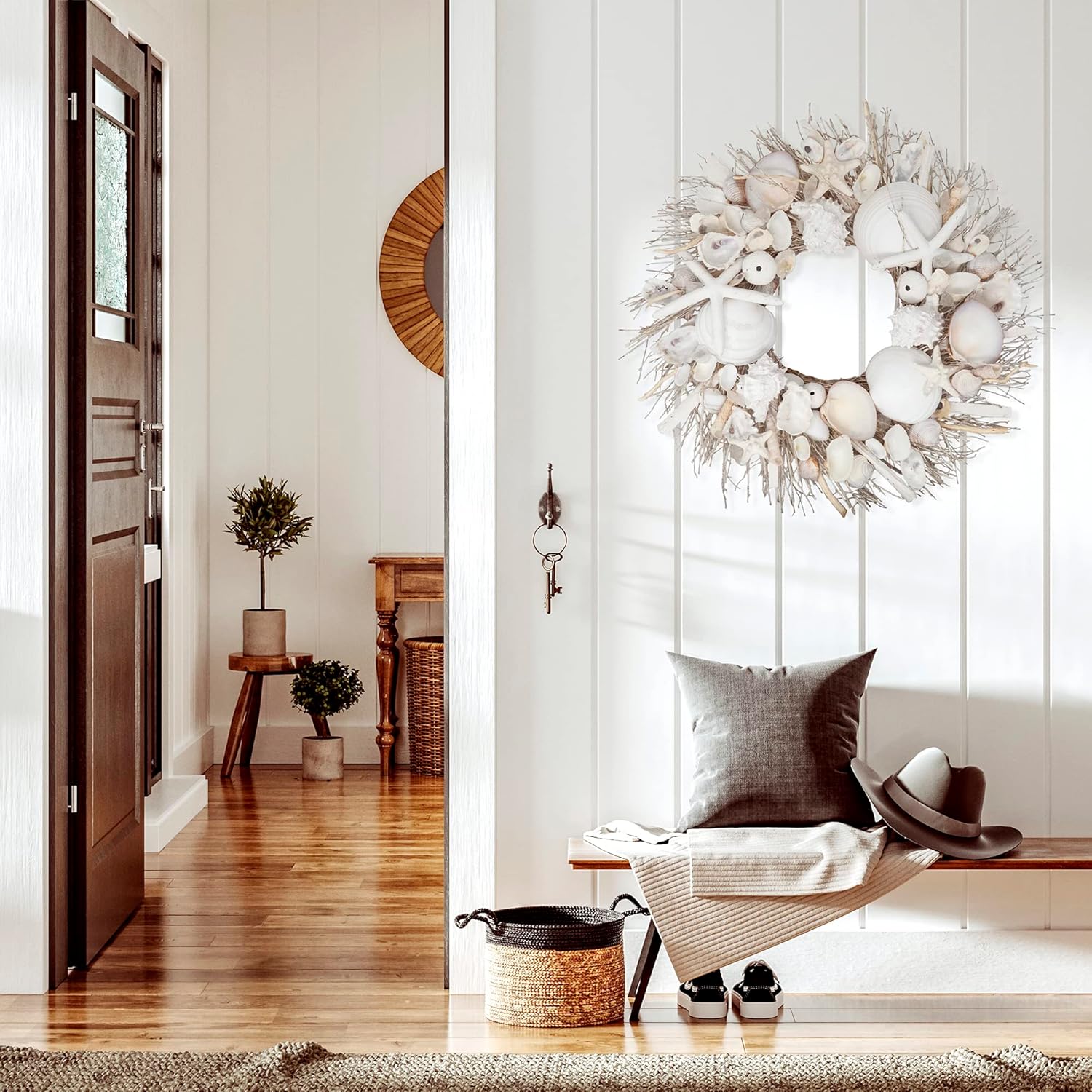 White Sands Coastal Seashell Wreath