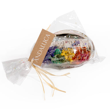 Rainbow floral smudge stick with  abalone shell.