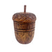 carved acorn wooden vessel on a white background 