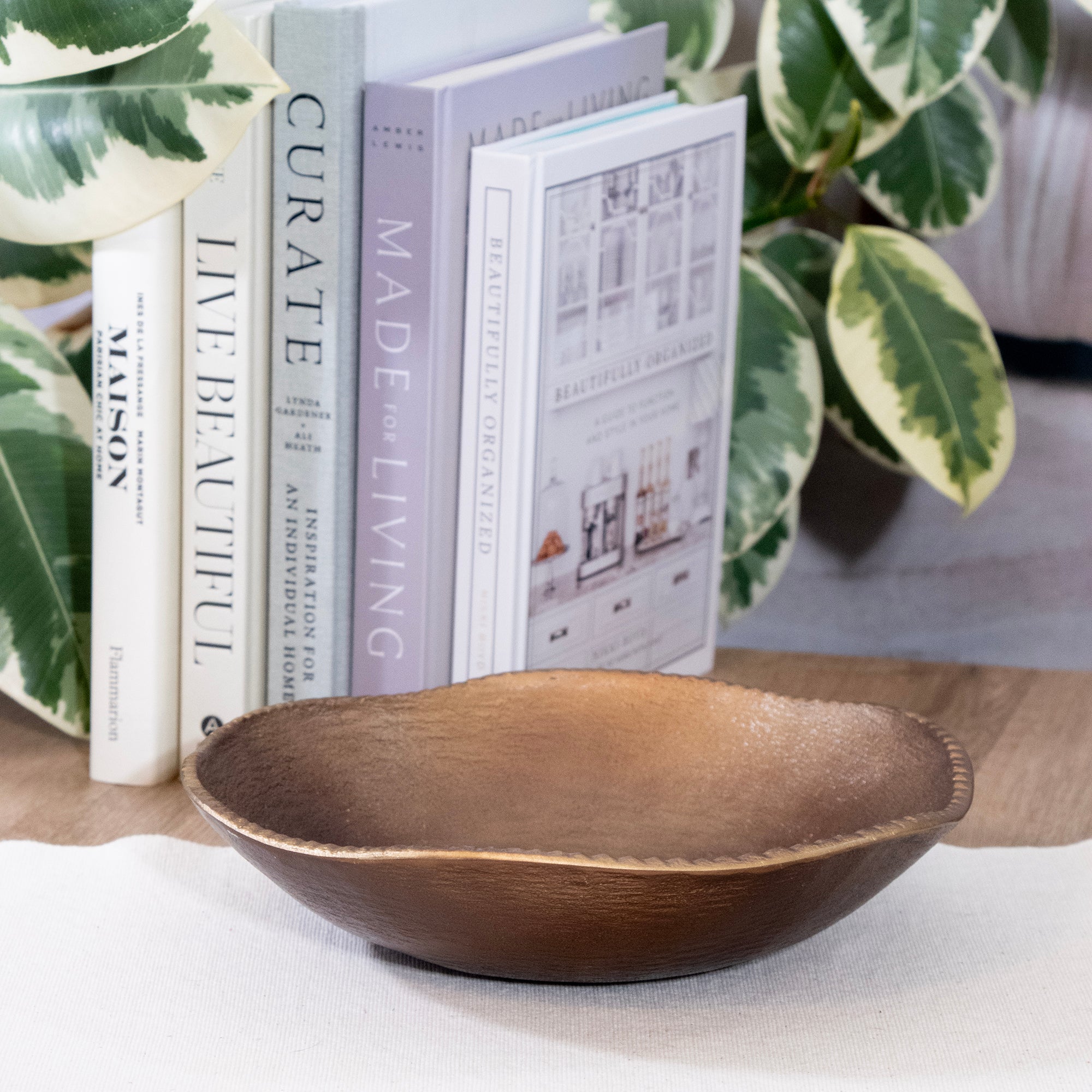 Bronze Round Decorative Metal Cast Bowl 10inch
