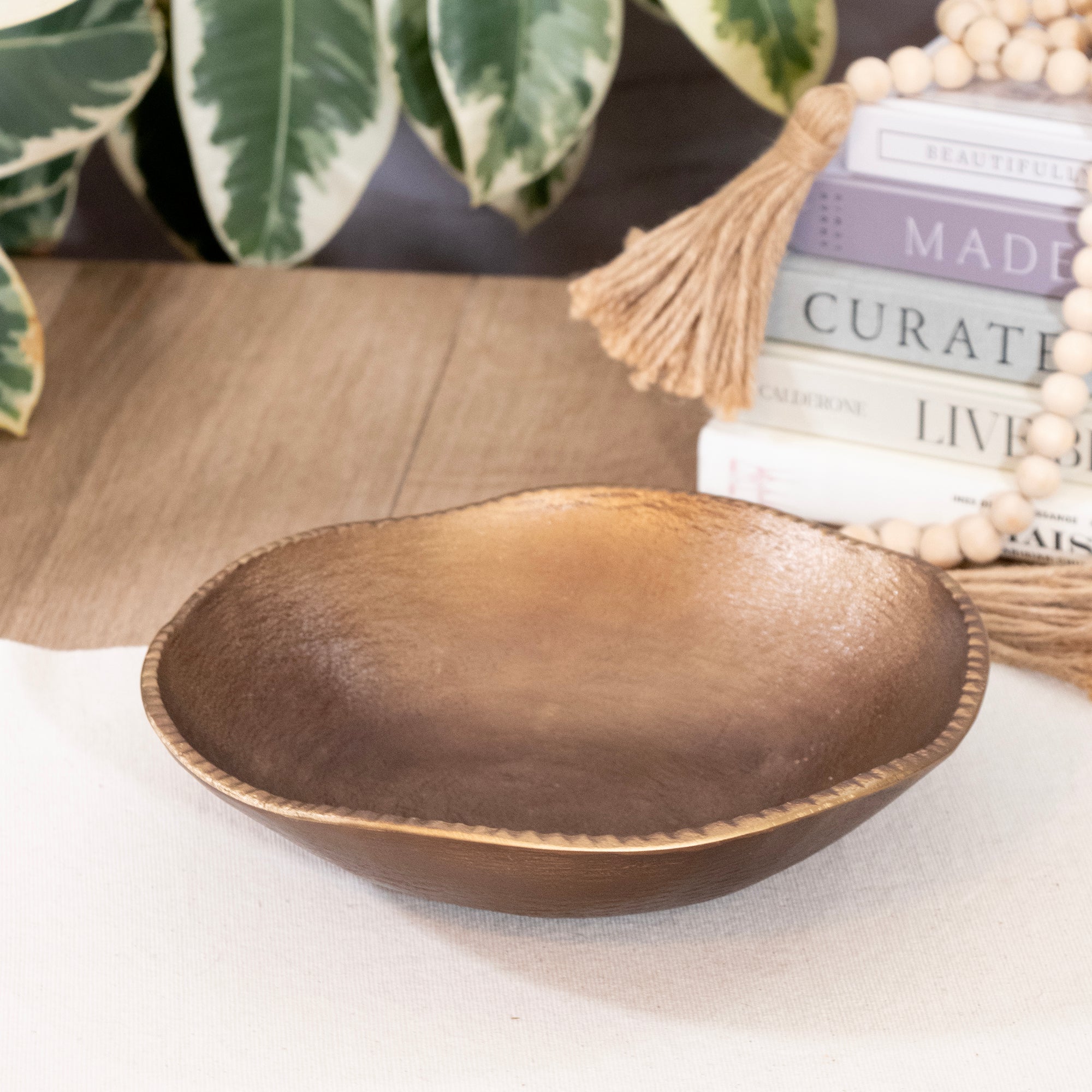 Bronze Round Decorative Metal Cast Bowl 10inch