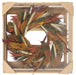 Decorative wreath with autumn colors in a wooden frame on a white background