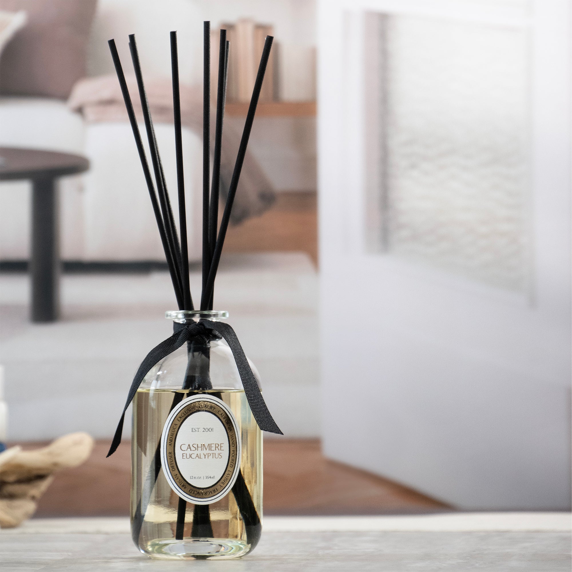 Cashmere Eucalyptus Diffuser, in use, room setting.
