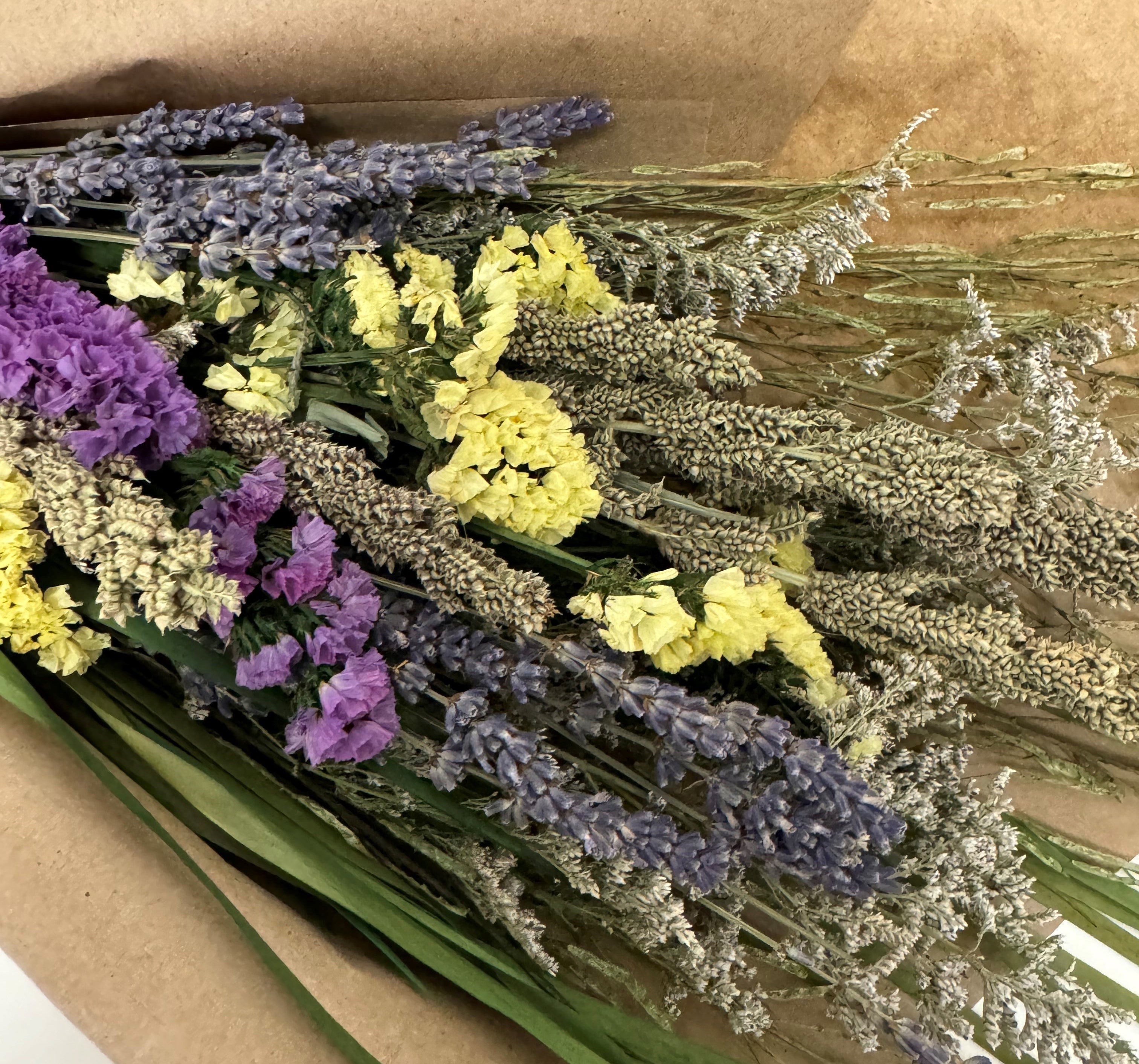 Colorful dried flower bouquet.