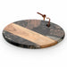 Round Dark Marble and Natural Wood Charcuterie Board.