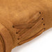 Detail shot of outside spine, of the Cognac color Large Suede Leather Journal w/ Organic Cotton Paper.