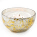 Gold and silver etched mercury glass candle.