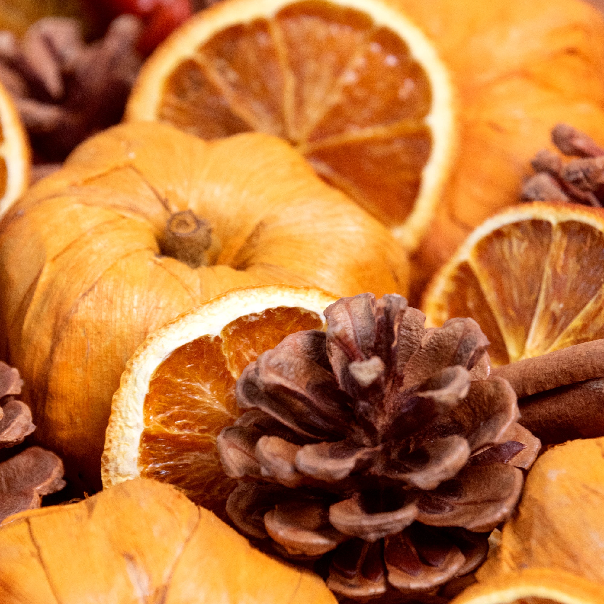 Close up of the botanicals in the bowl of Pumpkin Spice Potpourri. 