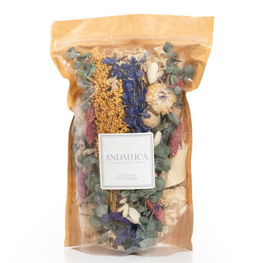 Colorful assortment of fragranced dried botanical potpourri.