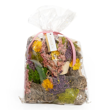 Floral Medley & Moss Bowl Filler Bag, shot on a white background. Front of the bag.