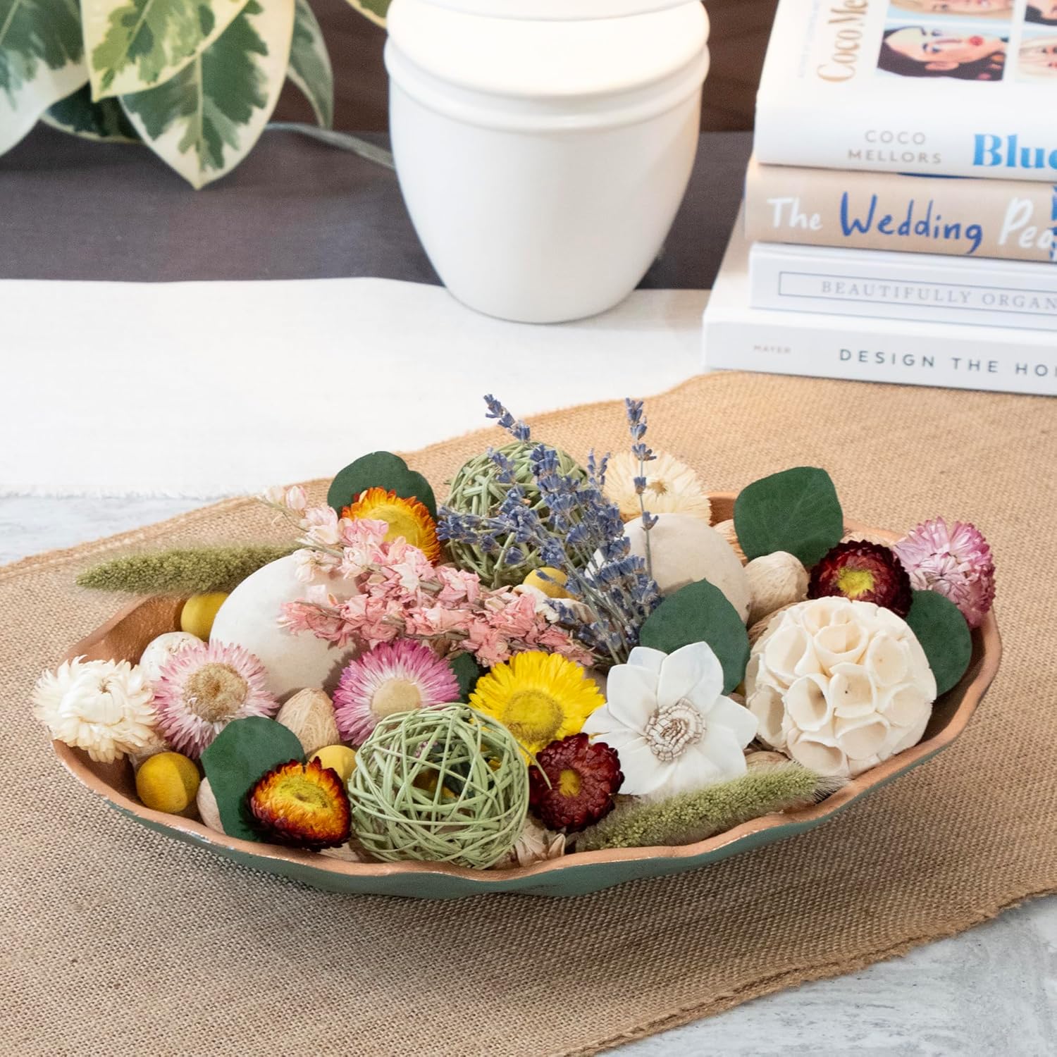 Floral Strawflowers Potpourri in Bowl