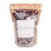 Bag of bath salt with dried lavender pieces inside.