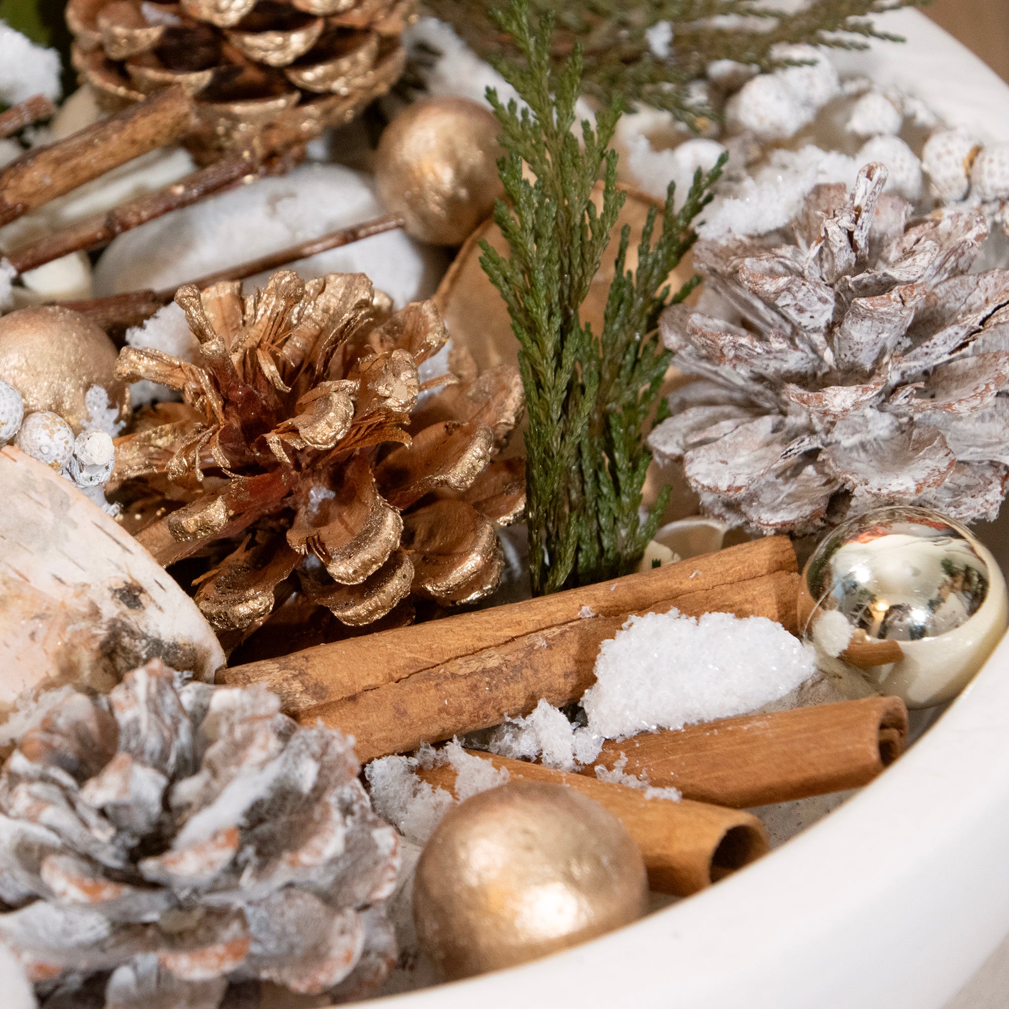 Close-up of Winter White Frosted Potpourri.