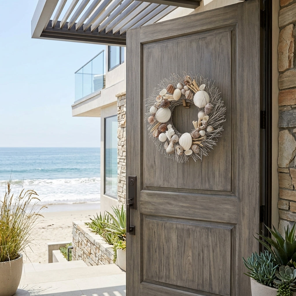 Whitewashed Seashells & Starfish Coastal Wreath