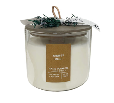 Juniper Frost Botanical Tie 20 oz. Candle with Lid
