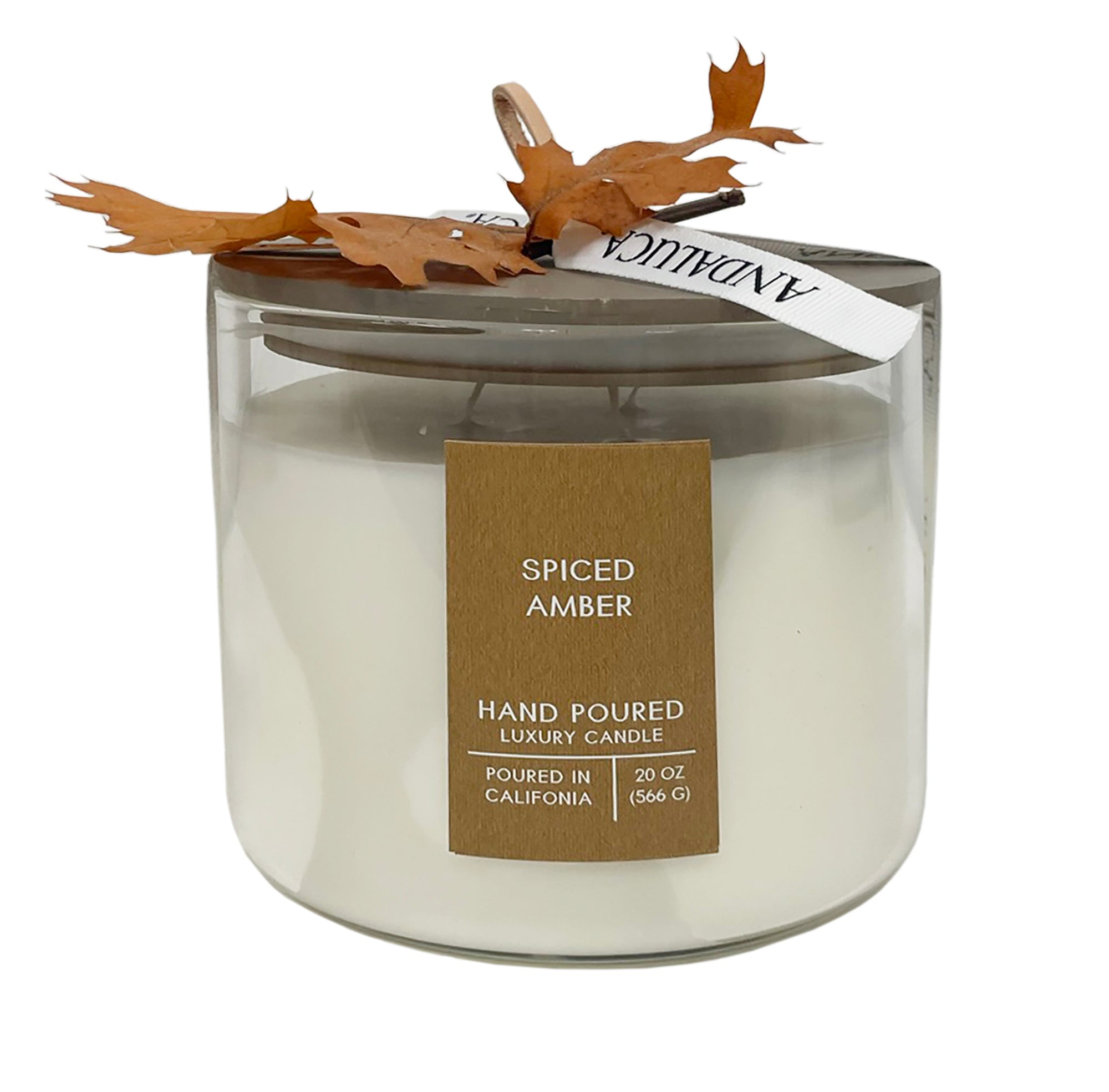 Spiced Amber Botanical Tie 20 oz. Candle with Lid