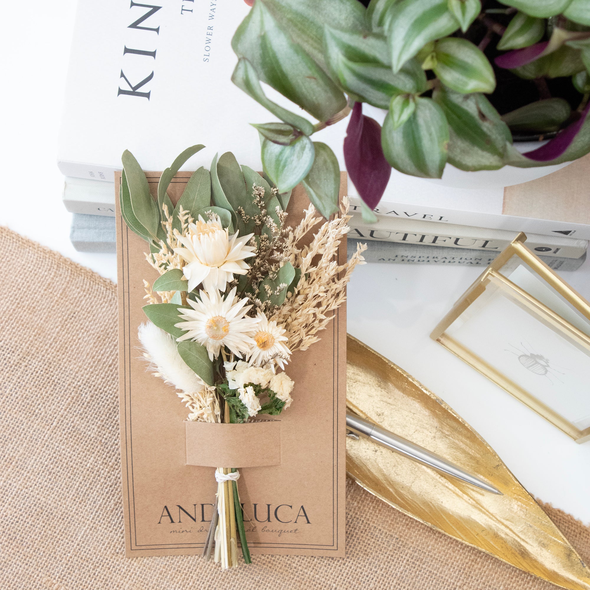 Ivory Strawflower Delicate Mini Bouquet #235