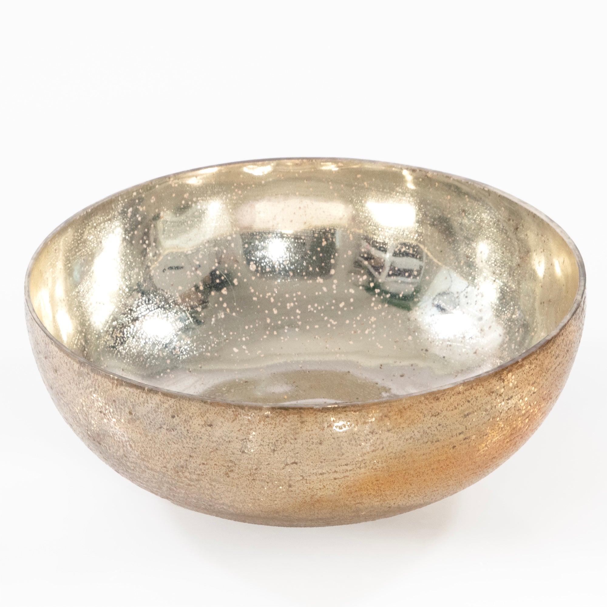 Gold Mercury Glass Decorative Round Bowl
