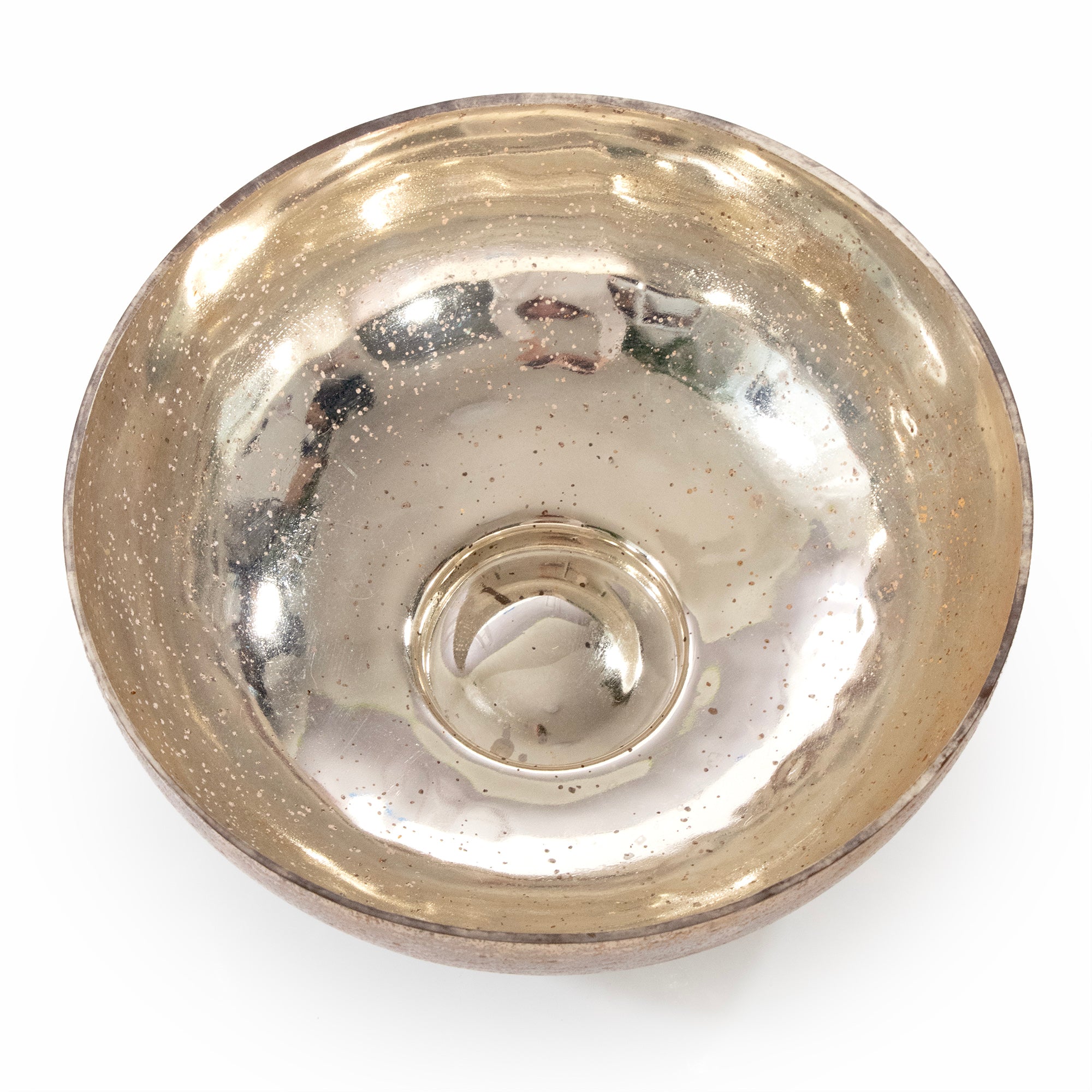 Gold Mercury Glass Decorative Round Bowl
