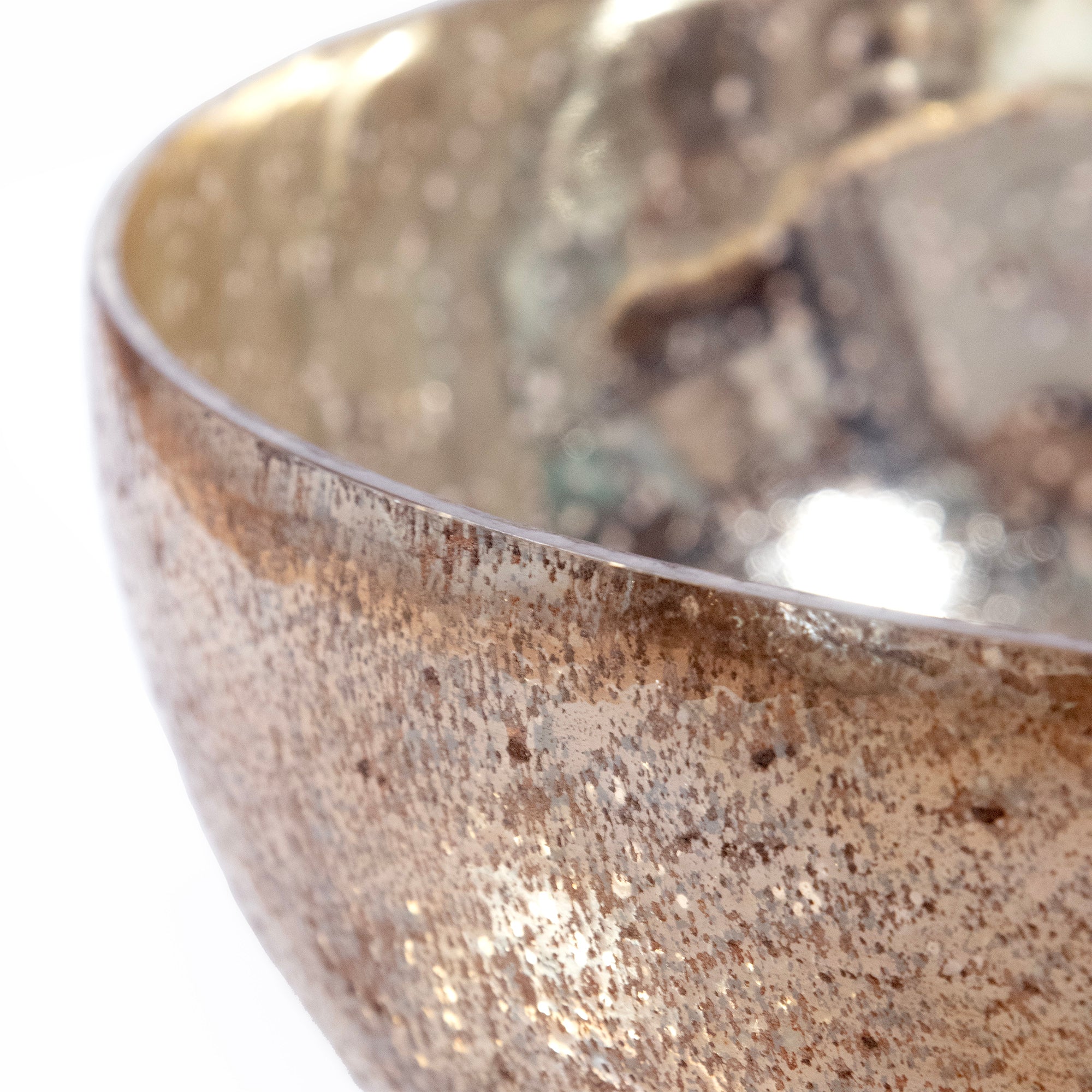 Gold Mercury Glass Decorative Round Bowl