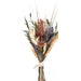 Bouquet of dried flowers and herbs with a white ribbon on a white background
