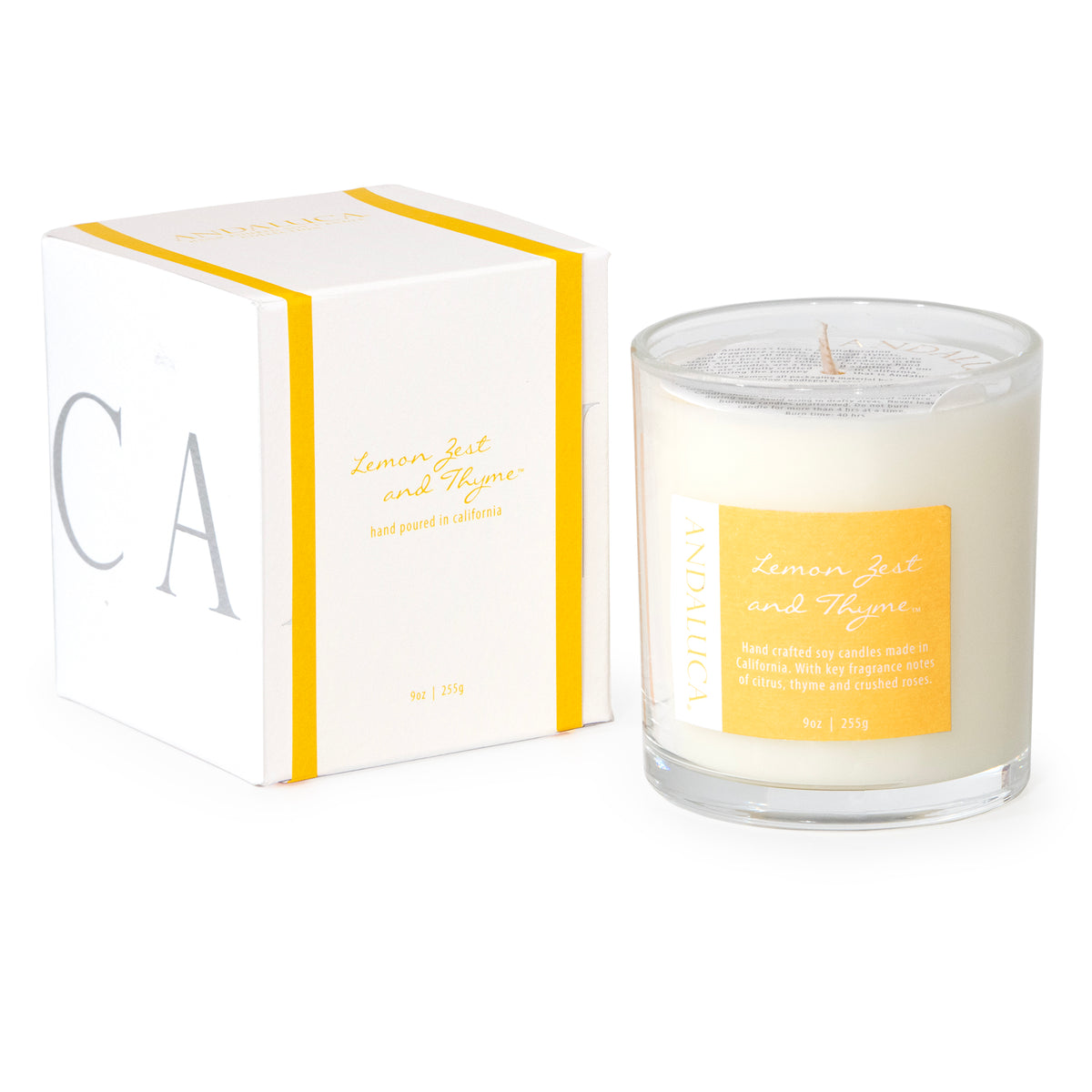 Lemon Zest & Thyme 9oz Candle — Andaluca Home