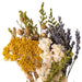 Mini bouquet made of yarrow, white larkspur, and lavender.