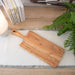 Overhead view of Mango Wood Rectangular Charcuterie Board, in a room setting