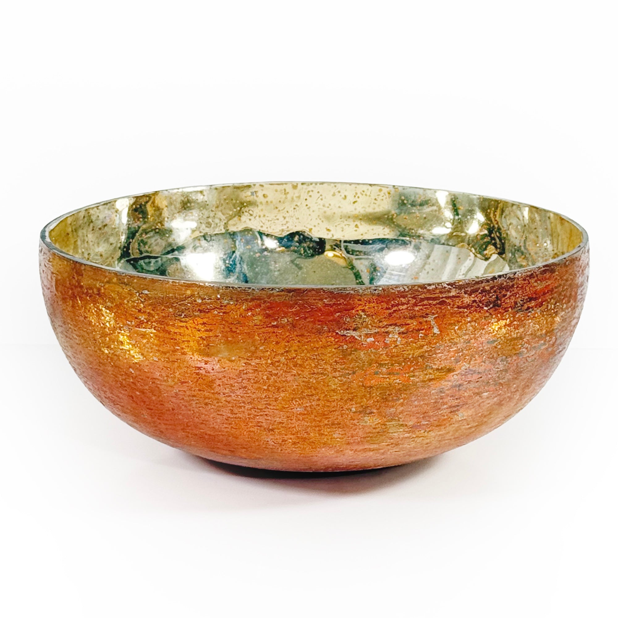 Mercury Glass Amber Decorative Round Bowl